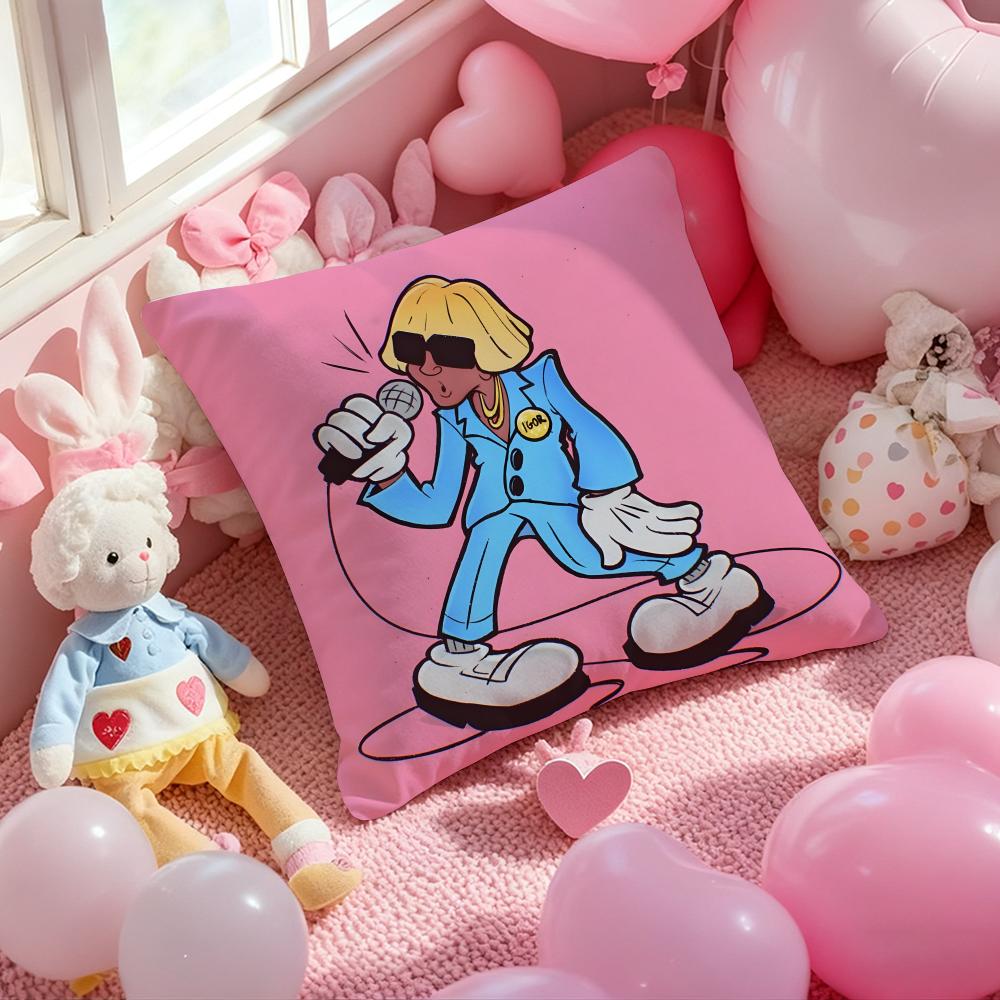 Rapper T-Tyler the Creator Cushion Cover Pattern Printed Pillowcase for Living Room Sofa Cushion Cover & Bedroom Decor
