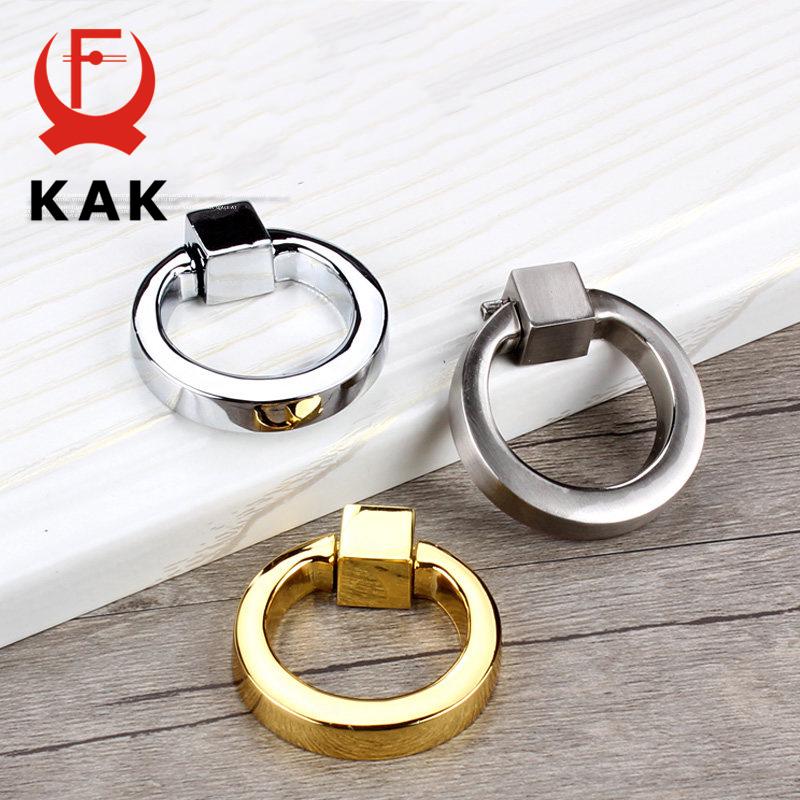 KAK 43mm Circle Handles Color Gold Silver Black Ring Zinc Alloy Door Handles Pulls Cabinet Drawer Knobs For Furniture Hardware