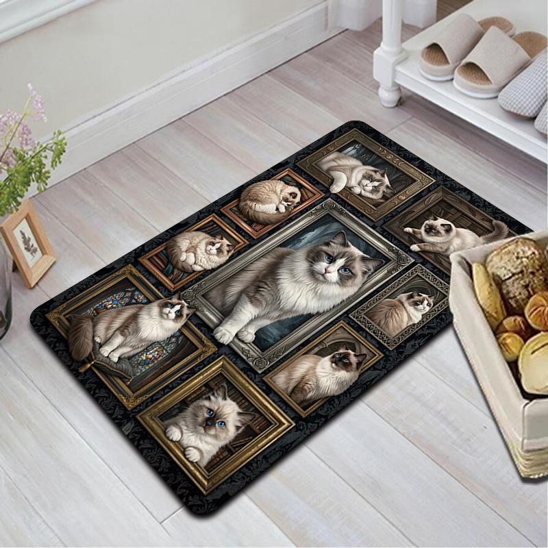 Cats Frames Pattern Rug Floor Mat for Living Room or Bedroom Soft and Comfortable Carpet a Gift for Birthday and Holiday.