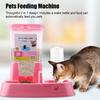 Automatic Pet Feeder Detachable Food Dispenser Water Bottle Cats Dogs Feeding Tool Pink