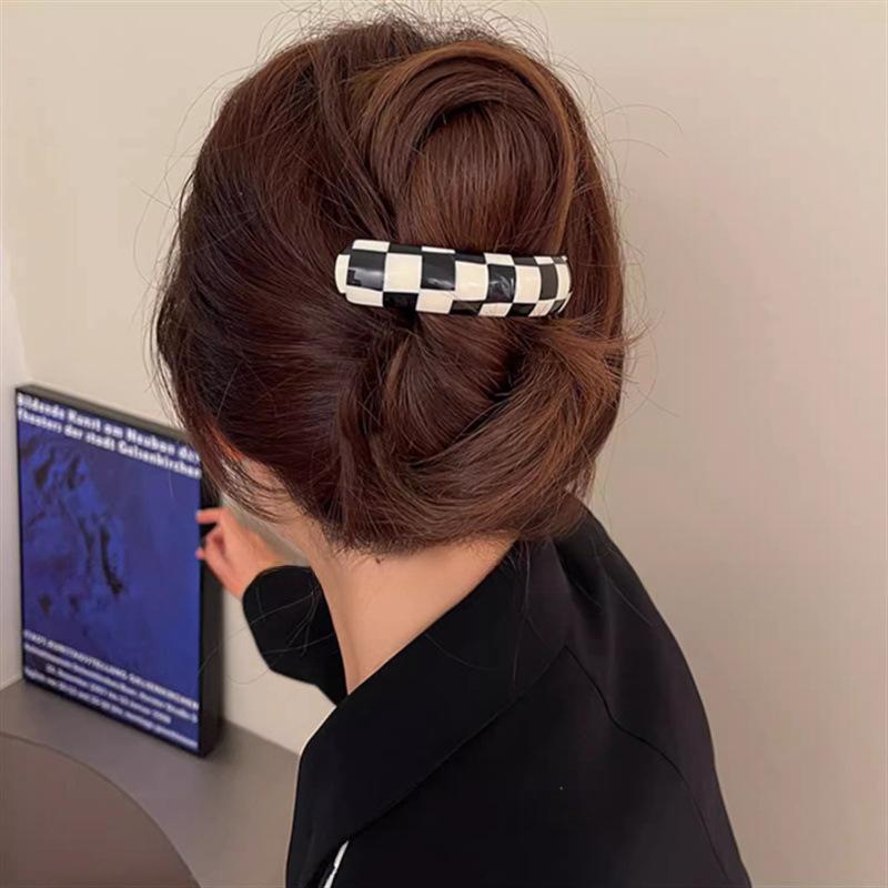 Korean Spring Summer Chic Hair Clip Spring Clip for Girl French Style Glossy Elliptical Arc Retro Trendy Large Hairpin Headwear