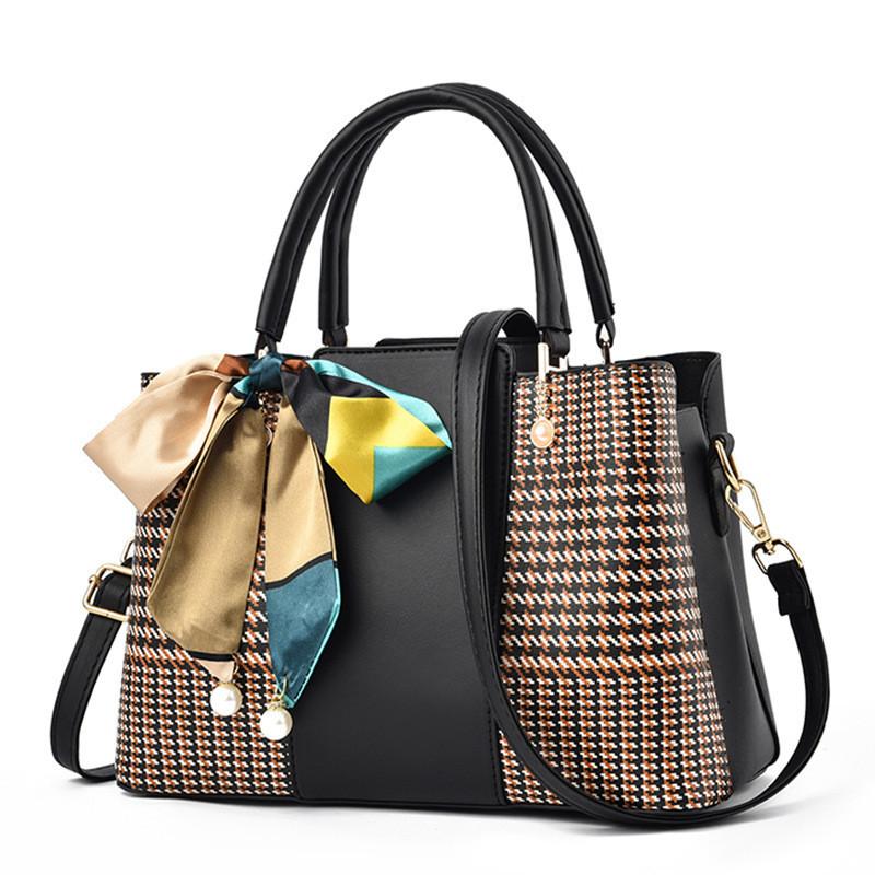 Chic Urban Style Pu Leather Handbag With Embossed Texture чёрный