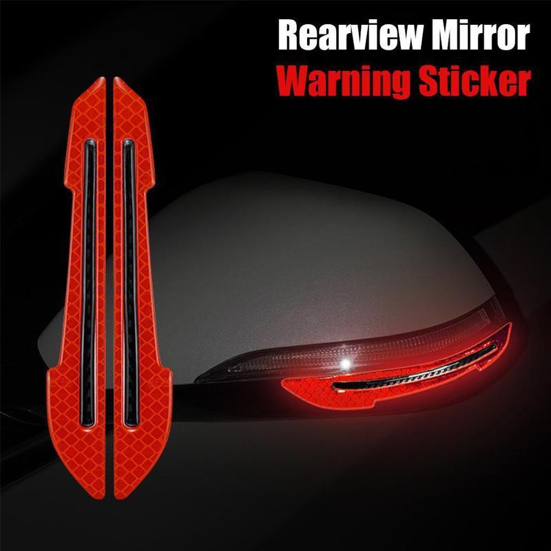 2PCS Car Rearview Mirror Reflective Sticker Car-styling Safety Warning Anti-collision Protector Rearview Mirror Decorative Strip