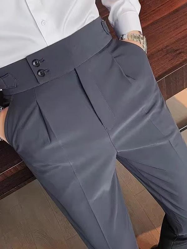 Men's British-Style Wrinkle-Resistant Dress Pants - Casual, Versatile, and Stylish French Suit Trousers