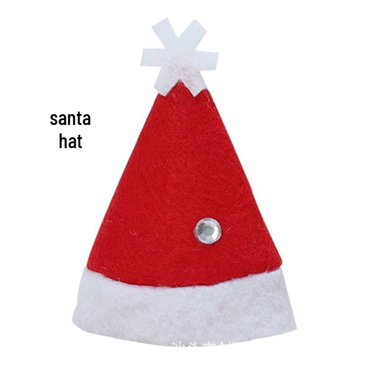 

Мини Рождественская Шапка Набор Столовых Приборов и Бутылки Вина - Декор Столовой из Матовой Ткани