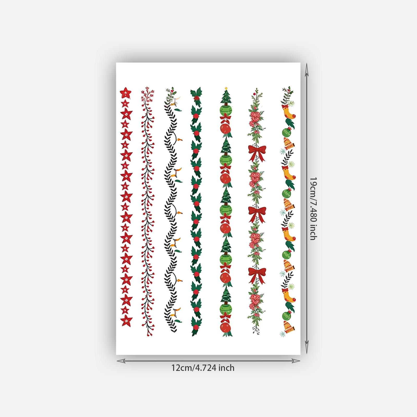 Christmas Waterproof Female Long-Lasting Christmas Pole Wax Christmas Tree Tattoo Sticker Tattoo Sticker 12*19