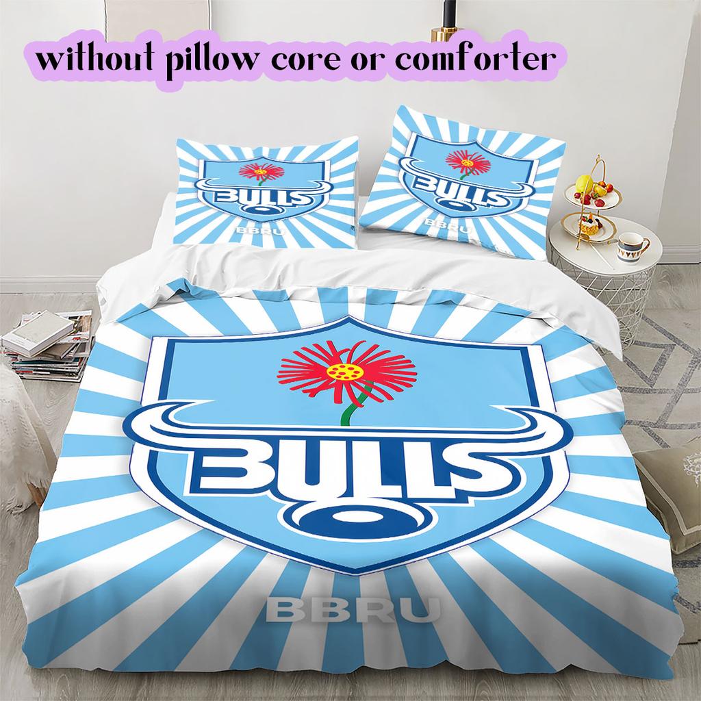Rugby Club The Bulls Pattern Bedding,Quilt Set Quilt Cover Pillowcase Home Birthday Gift (1*duvet cover+2*pillowcase,without core)