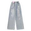 Mädchen Weitbeinige Hosen Mädchen Jeans Gerade Bein Kinder Ripped Jeans Frühlings- und Herbststile