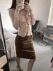 American Retro High-Waisted Elegant Slit Skirt for Women - Autumn/Winter Slimming Fashion