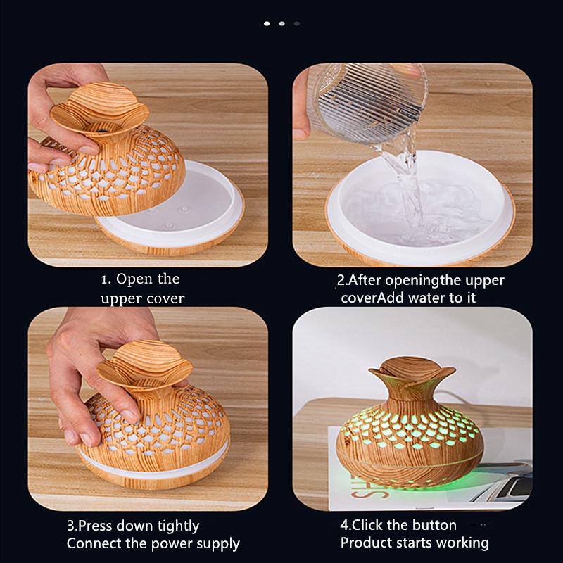 300ml Wood Grain Humidifier Aroma Diffuser Atomizer Usb Household Humidifier Hydrating Instrument Desktop Humidifier