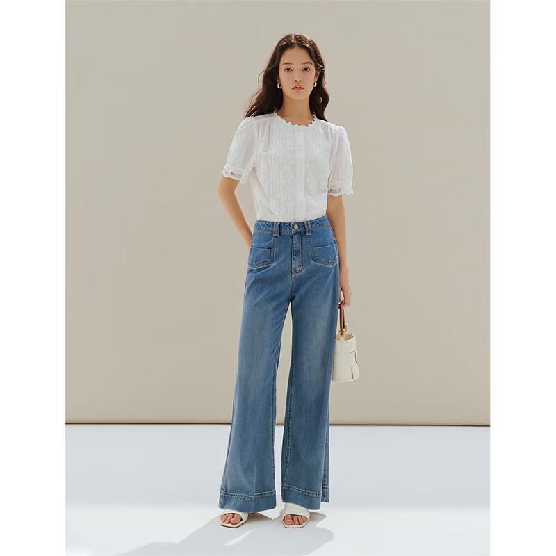 INMAN French Lace Hollow Embroidery Short Sleeve Shirt