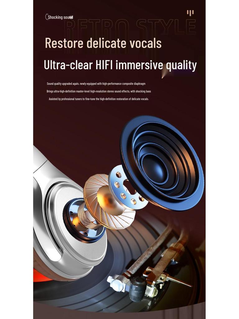 Original VJ901 Wireless Bluetooth 6.0 Retro Over-Ear Headphones, Card/Wired Sports Fashion.