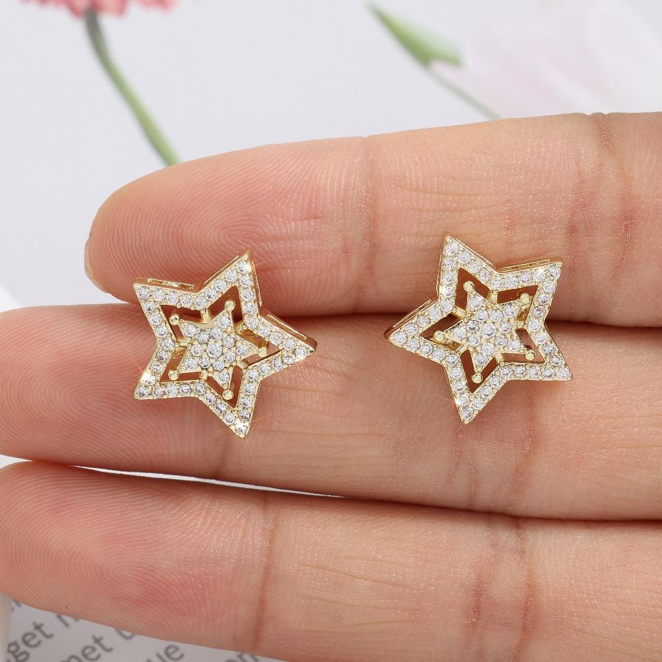 ZAKOL Exquisite Fashion Five-pointed Star Micro-set Zircon Stud Earrings For Women Geometric Daily Simple Jewelry Accessories
