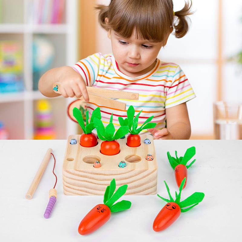 

Монтессори когнитивная парная игрушка: Выдергивание моркови и ловля червей для координации рук и глаз у малышей.