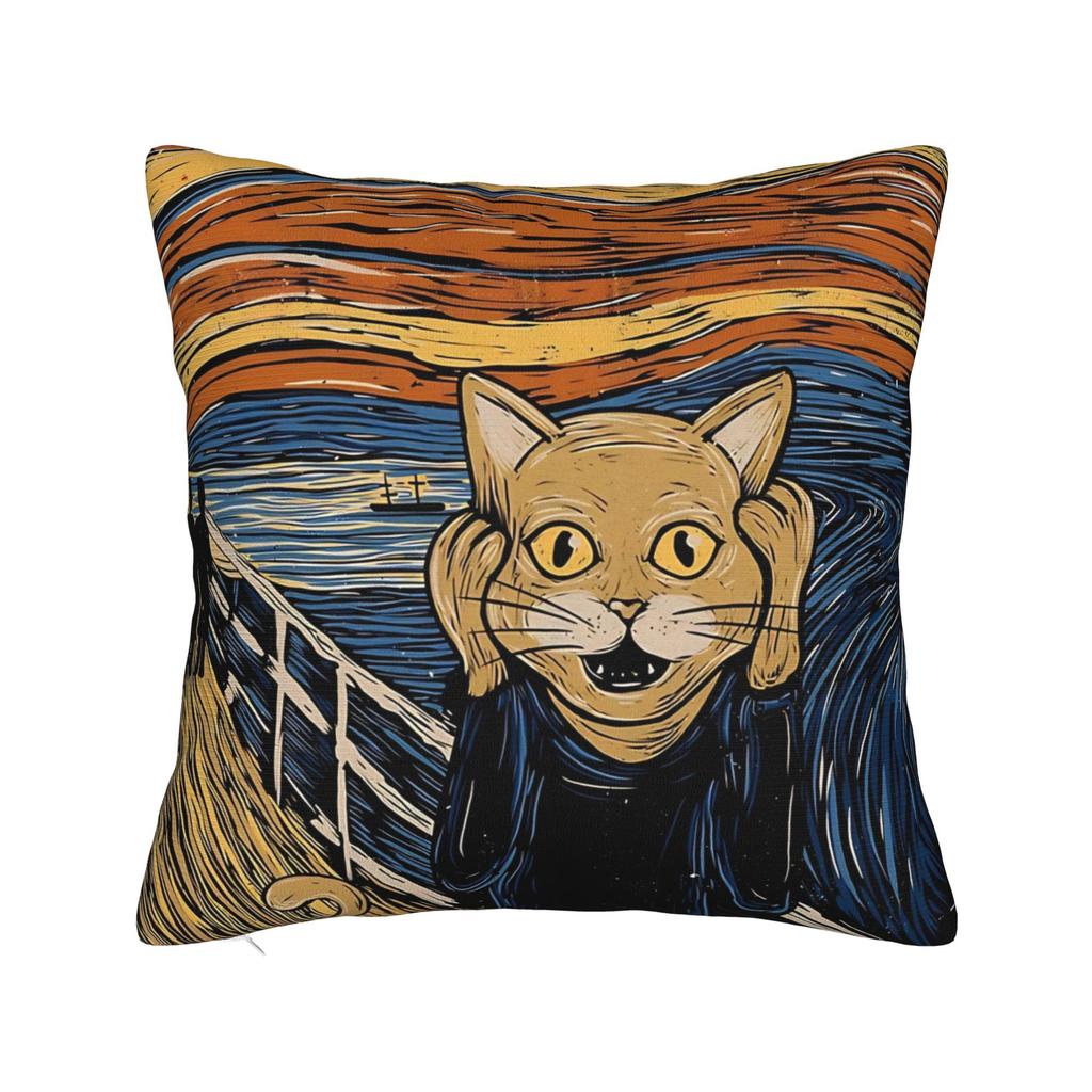 Mini Schnauzer Dog Van Gogh Starry Night Pillowcase Polyester Cushion Cover Decorations  Pillow Case Cover Sofa Square cm