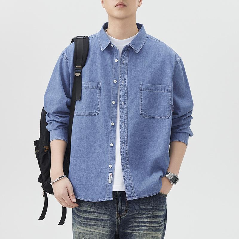 

Японская Ретро Джинсовая Рубашка Мужская Модная Универсальная Свободная Повседневная Американская Весенняя Новая Рубашка 3XL