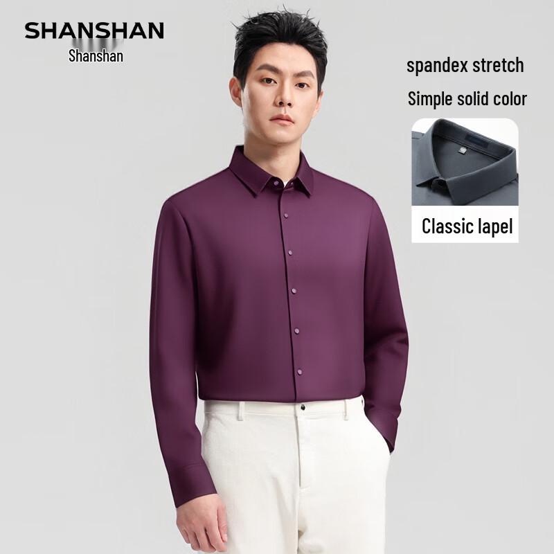SHANSHAN Men s Striped Business Casual Long Sleeve Shirt L