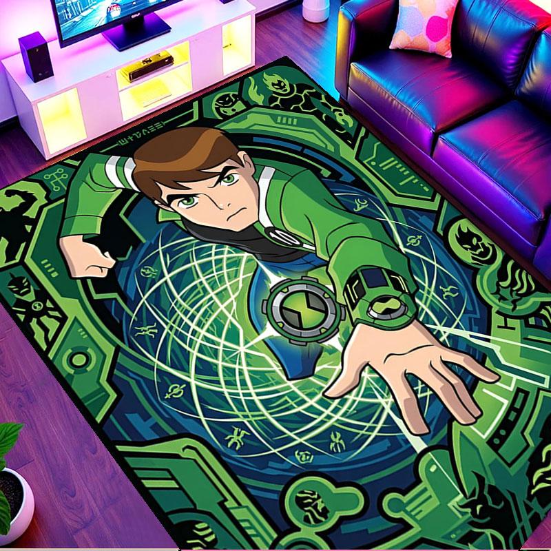 Ben 10 Cartoon Print Rug, Washable Floor Carpet, For Entryway Dorm Laundry Room Office Study, Home Decor Birthday Christmas Gift