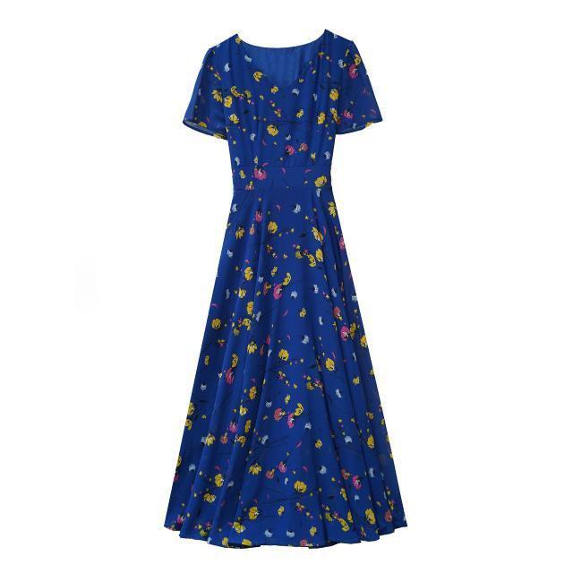 Plus Size Slimming Polyester Dress for Middle-aged Women - Summer Style, Chubby MM Fit