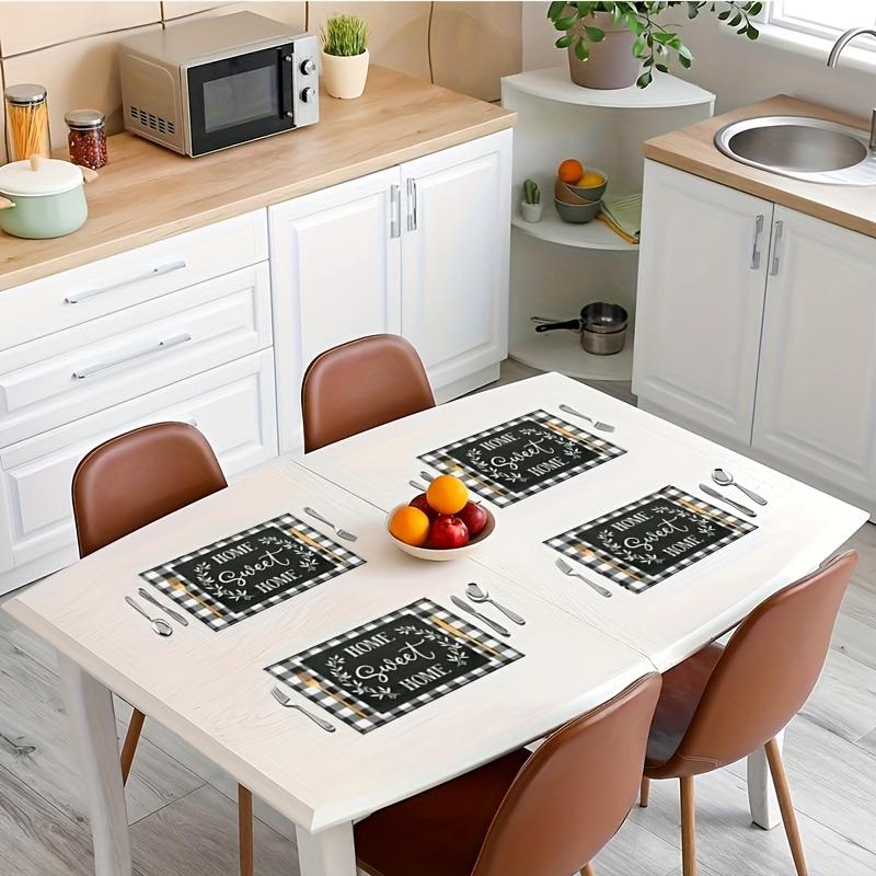 4Pcs, Black and White Checkered Letter Placemats, the Best Placemats, Washable, Suitable for Holiday Parties, Home Decor