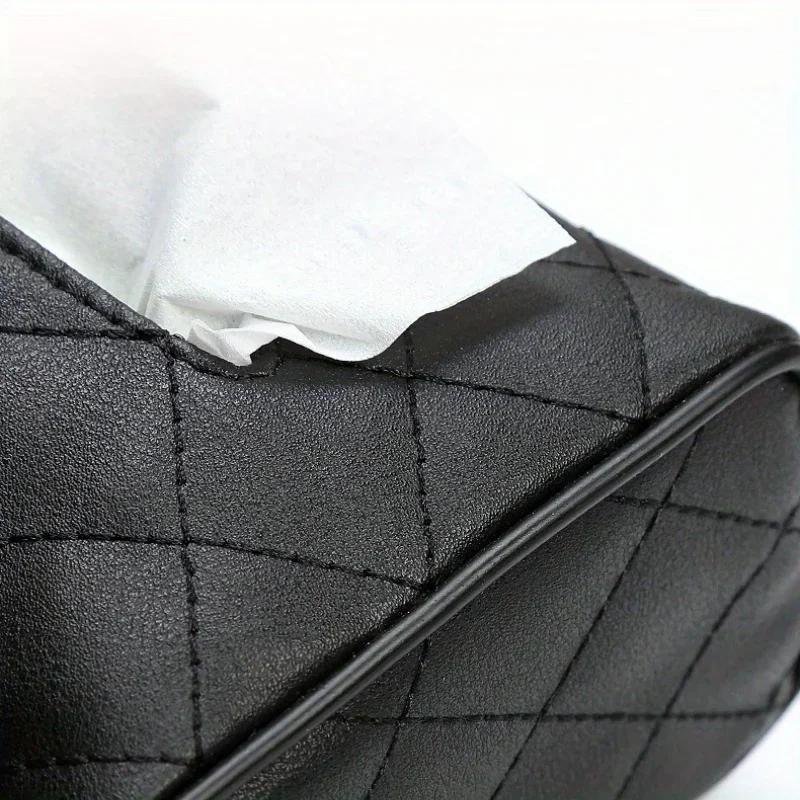 A simple, fashionable and convenient tissue bag made of universal leather for automobiles