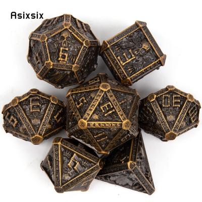 7 Pcs Copper Skull Metal Dice Solid Metal Polyhedral Dice Set Suitable for Role-Playing RPG  Board Game Card Game