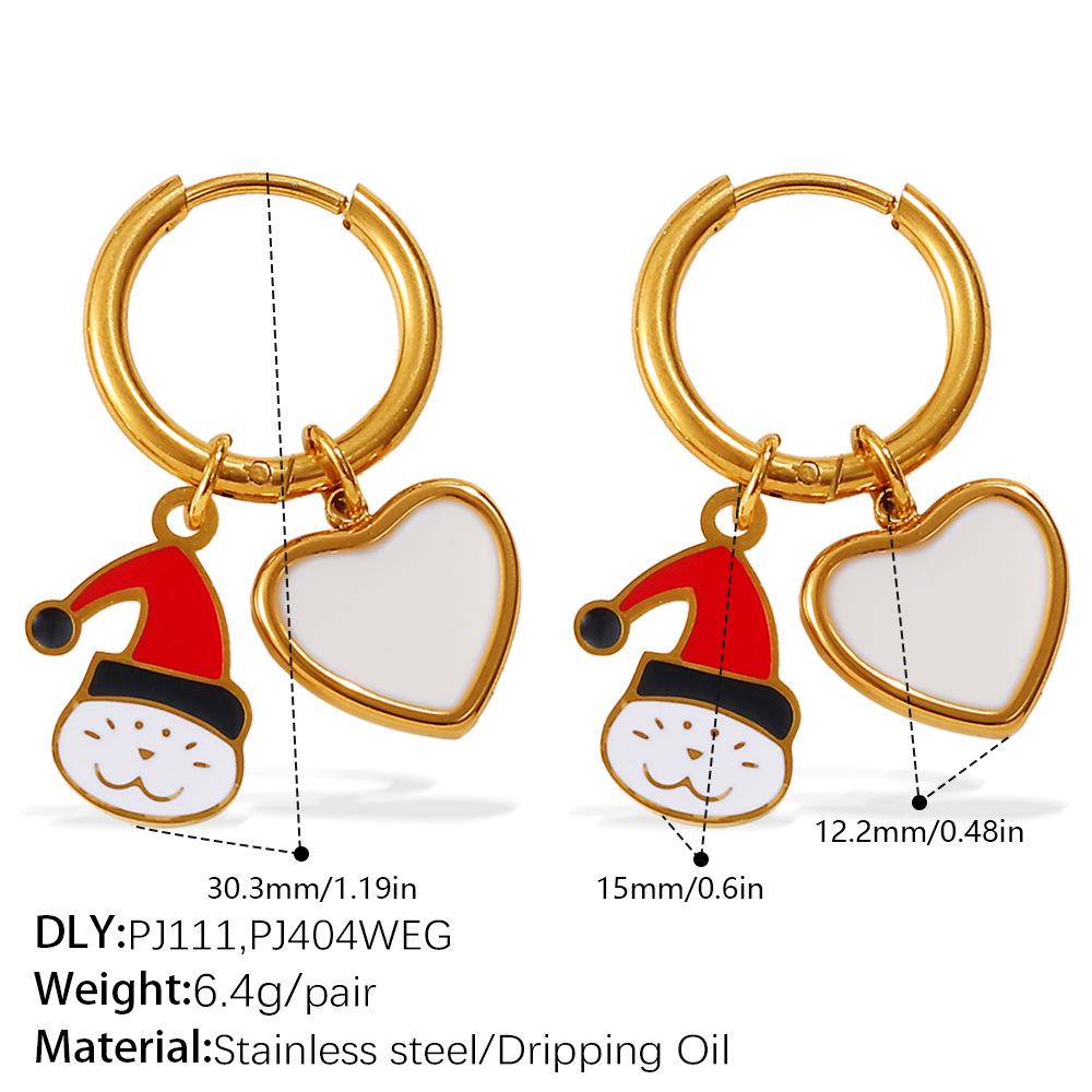 2025 DIY Christmas Style 18K Gold Plated Stainless Steel Pendant Earrings for Women