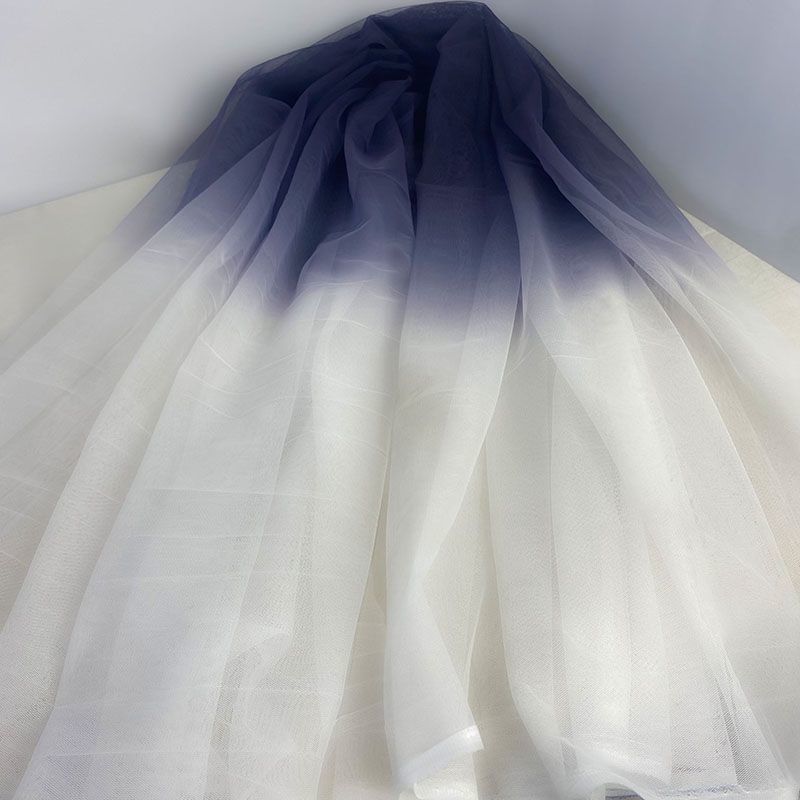 Gradient Rainbow Tulle Fabric Star Sequin By The Meter for Dress Hanfu Wedding Package DIY Sewing Cloth Soft Thin Draping Blue