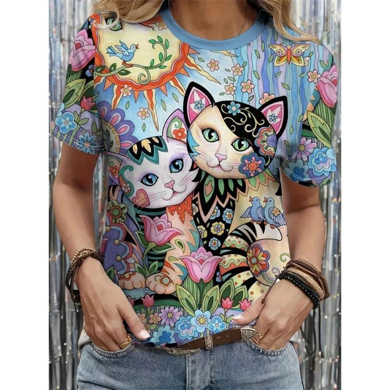 Summer Cute Dog Short Sleeve T Shirt Fun Animal Round Neck Short Sleeve T Shirt Loose and Comfortable for Men and Women