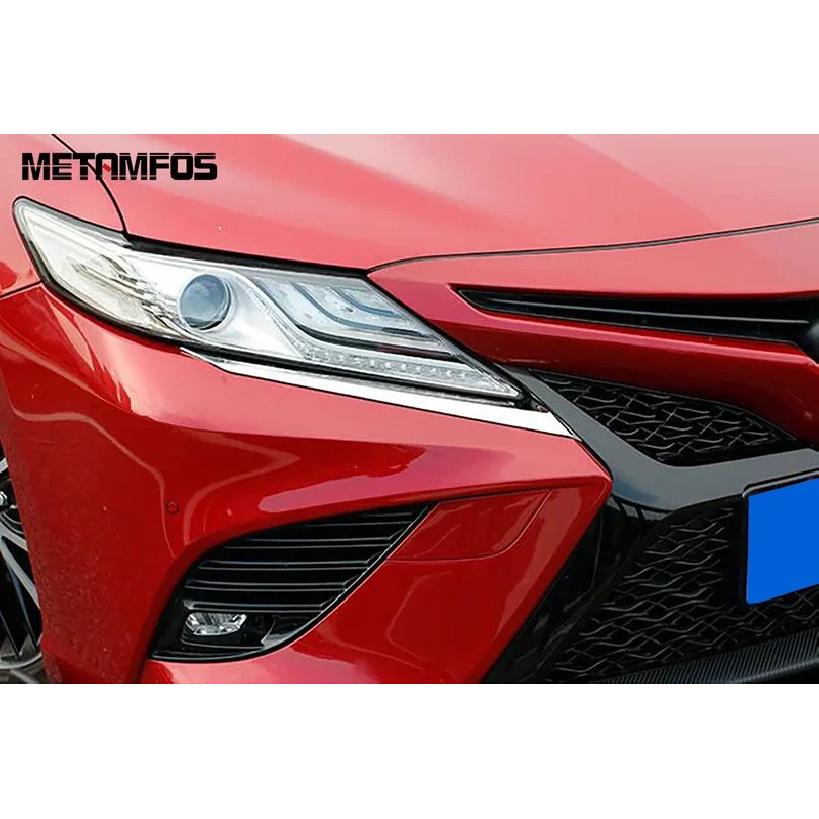 For Toyota Camry SE XSE TRD 2018      Stainless Steel Head Light Lamp Eyelid Eyebrow Accessories Car Styling