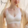 New V-neck Gathered Bubble Cotton Lace Underwear Without Steel Ring Anti-sagging Sports Breathable Comfortable Bra