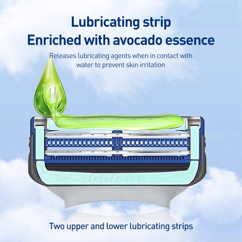 Gillette SKIN Cloud-Sensitive Razor  1 Handle + 2 Blade Heads + 1 Magnetic Base ( Lubricating Strip)