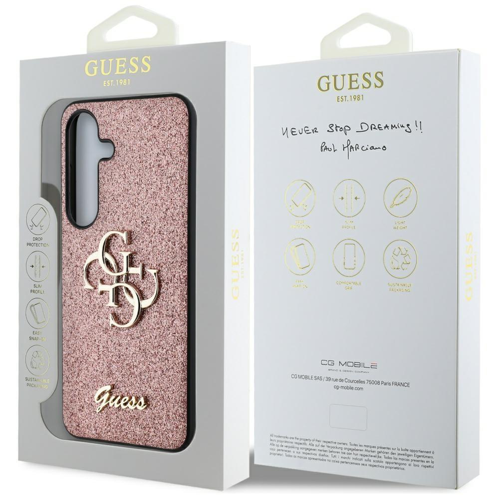 Etui Guess Fixed Glitter Big 4G Metal    Logo Do Samsung Galaxy S25 Różowy
