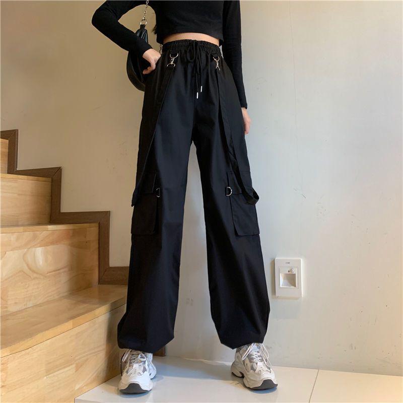

Korean Style Women s Loose Fit Straight-Leg Work Pants - High Waist, Summer Casual Sports Vibe, Trendy 2026 Design. Medium чёрный
