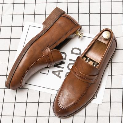 Fashion Men's Loafers Business Dress Leather Shoes Men's Brand Brown Oxford Shoes High Quality Soft Flat Casual Shoes Mocassin Homme