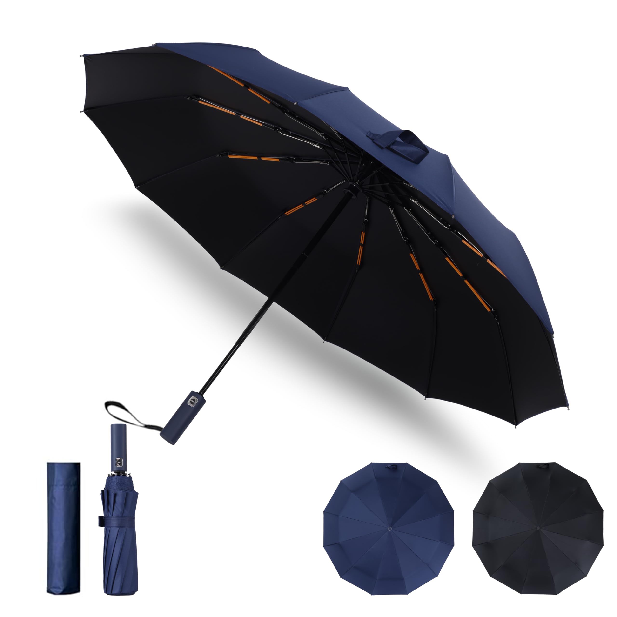 

Усиленная конструкция Экстра Сделано в Складной зонт с Автоматическим Легким Тефлоновым Легким Теплостойким УФ Дождем или и [Большой 24-спицевый, Япония]