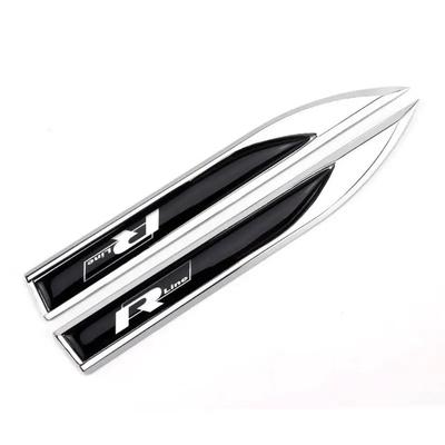 1 Paire 3D Métal R Badge Autocollant Voiture Accessoires Emblème d'Aile Autocollant Pour Volkswagen VW Polo Golf 6 Passat B6 T5 TSI