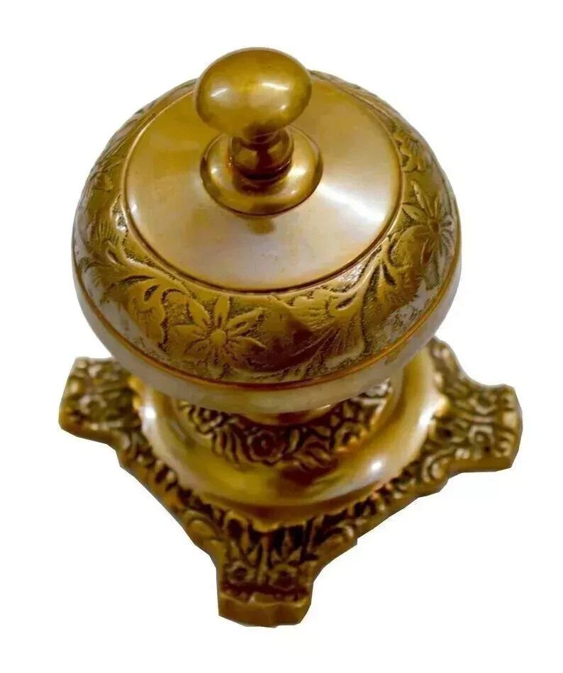 

Antique Brass Table Bell Nautical Calling Service Bell Office Decor Hotel Bell коричневий