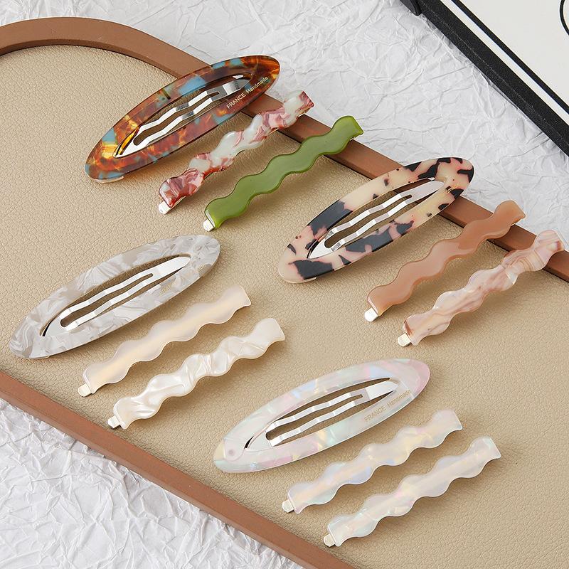 3 Acetic Acid Hairpins In Spring, Simple Bangs Clips On The Side, High-End Broken Hair Clips, Headgear.