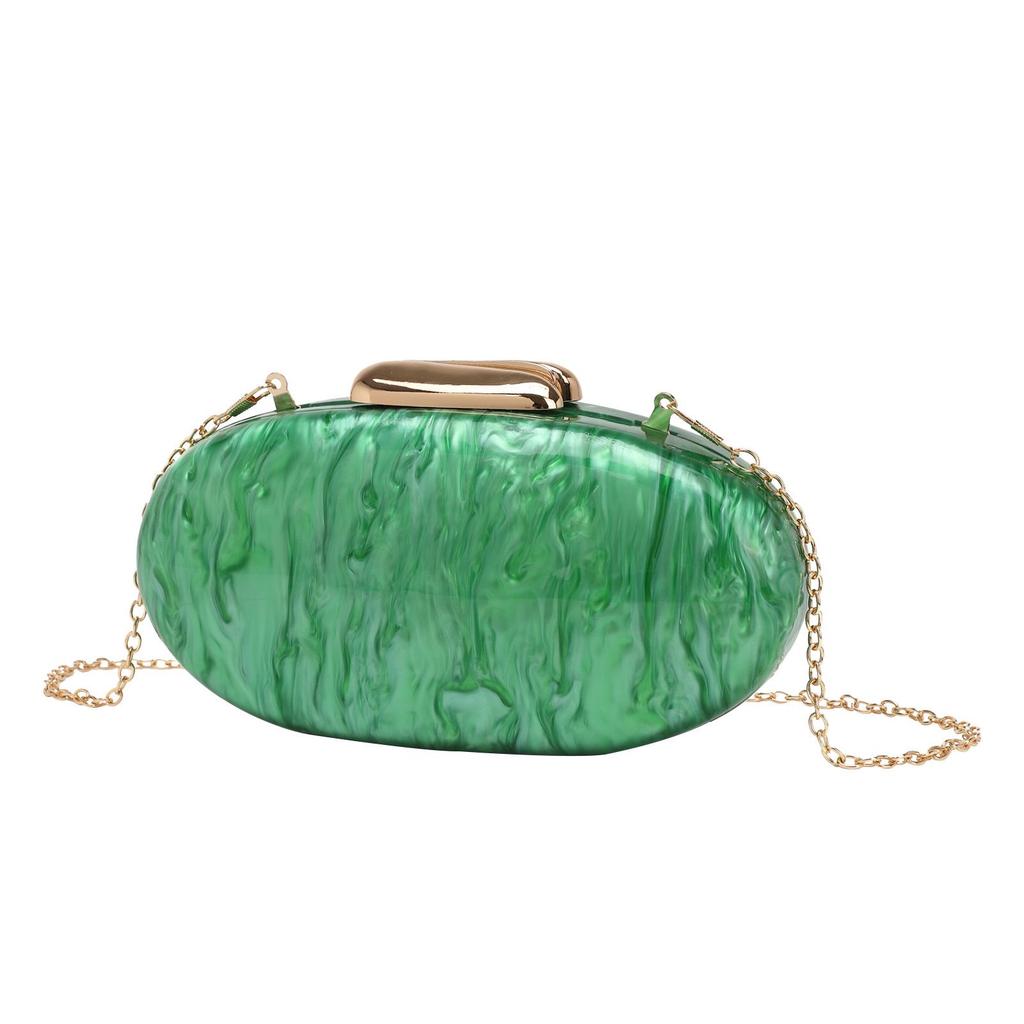 2024 Women's Oval Shell Acrylic Evening Bag with Chain Strap