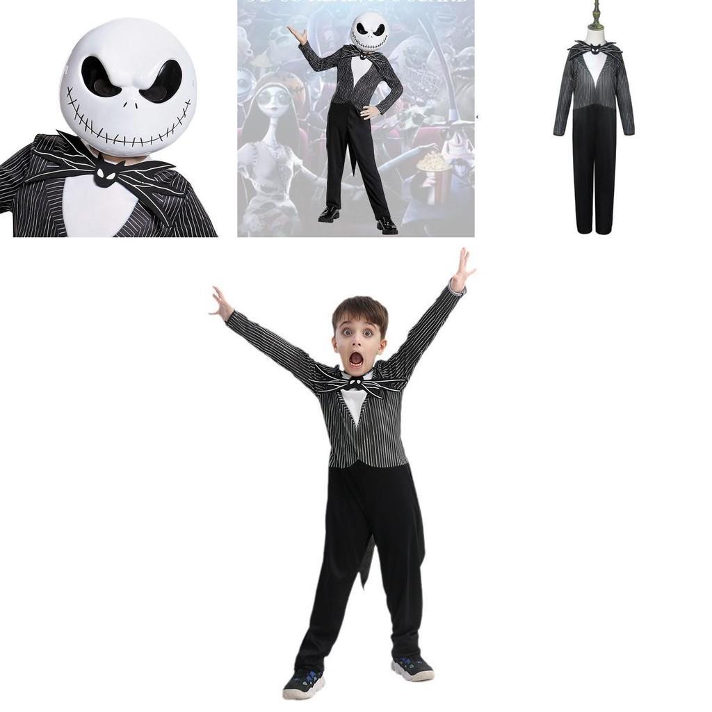 Jack Skellington Cosplay Kostüm Halloween Party Outfit für Jungen