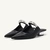 Fashion Black High-heeled Shoes for Women 2025 New Style Toe Sandals with Pointed Tips Thick with Womens Half Slipper