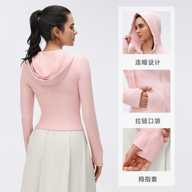 Womens Lightweight Hooded Drawstring Yoga Jacket Short Fit Running Fitness Outdoor Sport Top