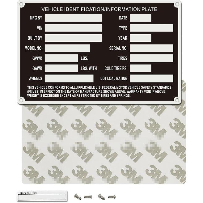 Vin Plates for Trailers Replacement Vin Plate Vin Number Plate for Trailer Trailer Plate Vin Tags Serial Number Plate VEHICLE