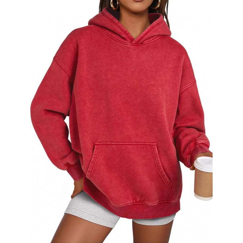Women S Loose Fit Hooded Sweatshirt Casual Long Sleeve Solid Top