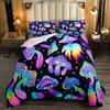 Red Mushroom Kawaii Comforter Set Twin Size Kids Bedding Botanical Plant Print Quilt for Boys Girls Adults