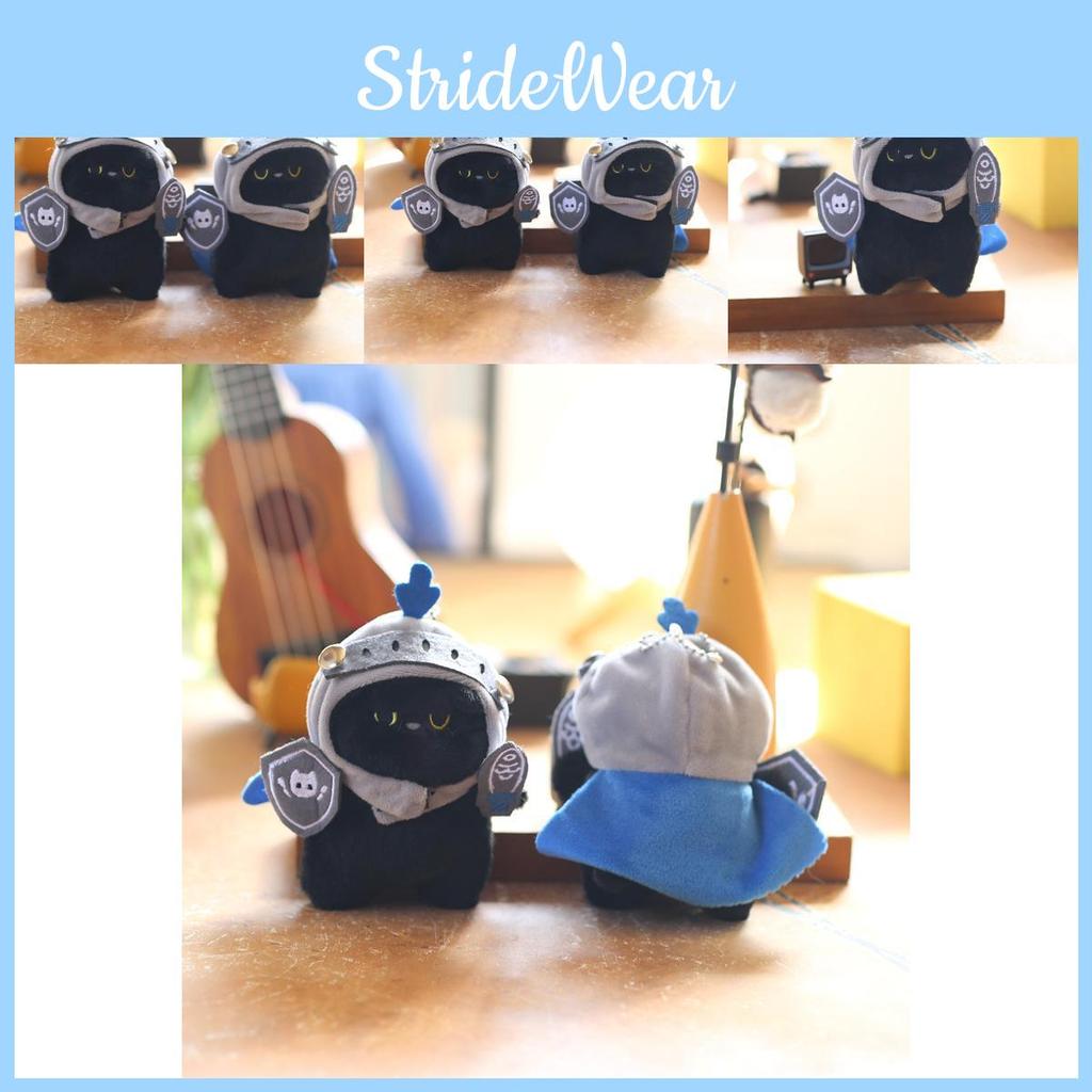 Entzückende Plüsch Schwarze Katze Ritter Schlüsselanhänger Puppe Weiches Spielzeug Mit Niedlichem Zubehör Für Taschen