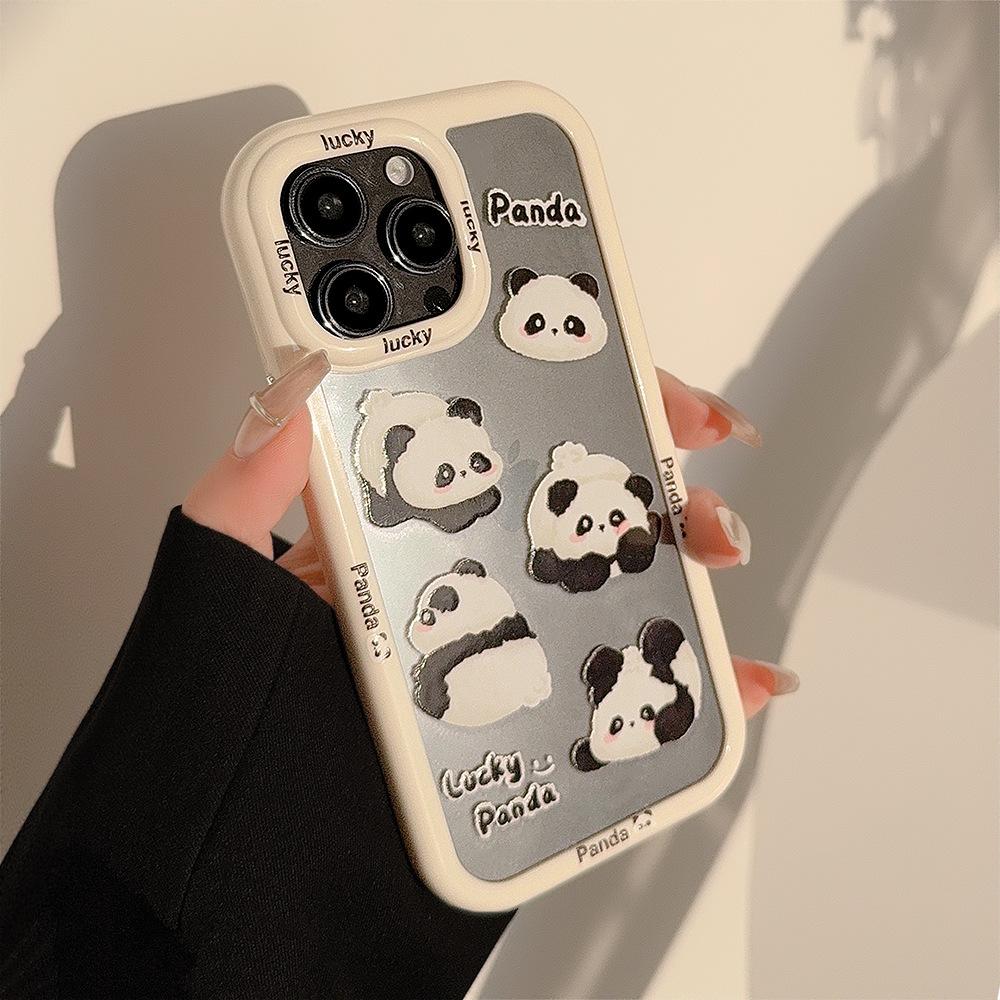Cute Little Panda Suitable for IPhone 16 Mobile Phone Case Apple 15 Anti Fall 13 ProMax Magnetic 14 Acrylic 12