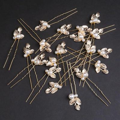 Golden Leaf Hairpin: Handmade Bridal Updo Hair Comb & Flower Hair Accessory