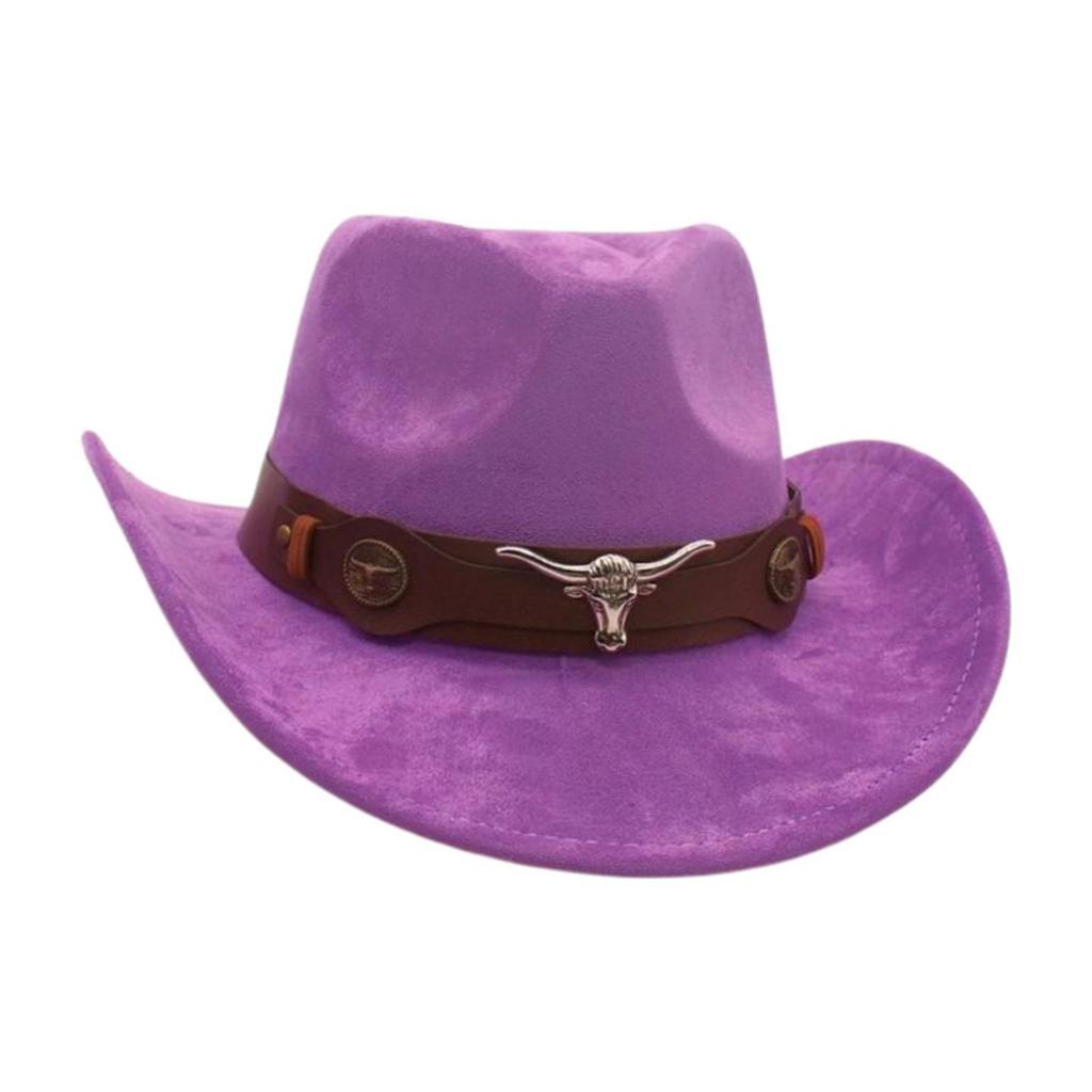Ethnic Style Western Cowboy Hat Stage Jazz Hat Brown Ox Head Suede Top Hat